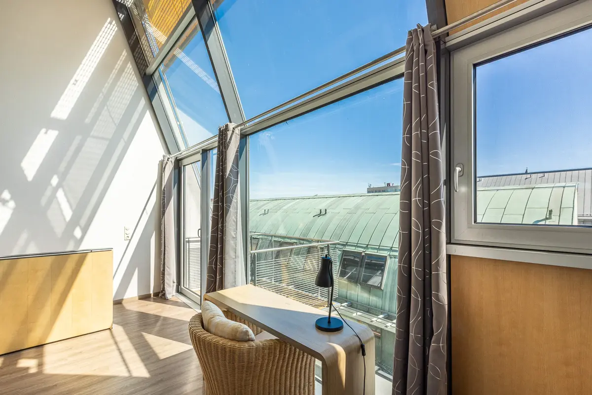 Blick vom Balkon über die Altstadt